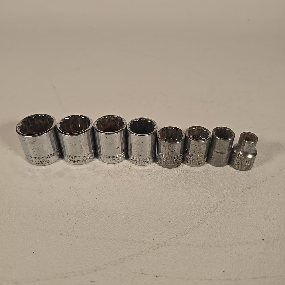 Craftsman Shallow Socket 3/8" Drive‎ 12 Point SAE 5/16"-13/16" - Lot of 8